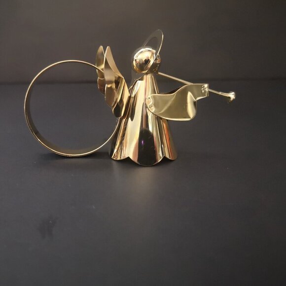 Brass Tone Metal Angel Napkin Rings New in Box Made in Hong Kong 2 sets of 4 - Picture 2 of 6